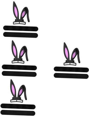 DOITOOL Bunny Gaming Headset 5pcs Headphones Headphone Adornments Cute Headset Ornaments Gaming Headphone Decor Bunny Ear Headphone Decor Gaming Headset Rabbit Ear Headphone Attachment Black