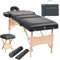 LAPOOH Massageliege 3-Zonen mit Hocker Klappbar 10 cm Sitz Schwarz, Massageliege, Massage Bett, Massage Table, Behandlungsliege, Massage Liegestisch, Therapieliege
