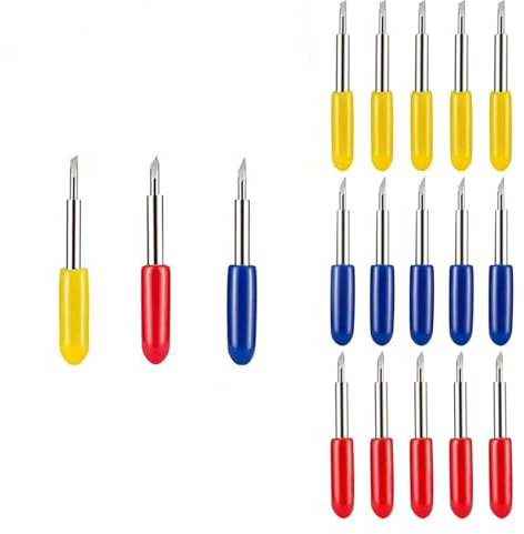 15pcs Vinyl Cutter Plotter Blades - 3 Types,Replacement Cutting Blades,Plotter Blades,Deep Cut Blade, Fine Point Blades for Cutting Machines