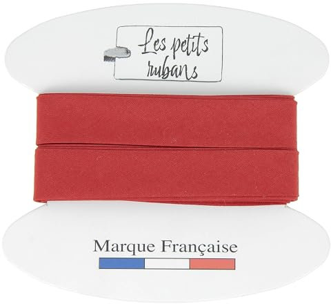 Les Petits Rubans Schrägband aus 100% Baumwolle – 20 mm breit, 5 Meter lang – Einfassung zum Nähen, Polstern, Kleidung, Decken – Rot