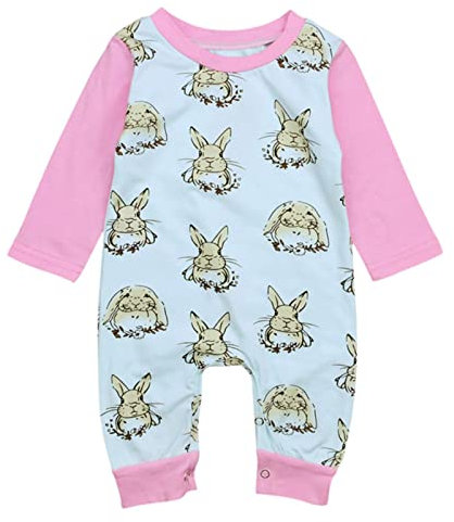 MNSWR Ostern Baby Kleidung Neugeborene,Ostern Hase Kostüm BVB Strampler Baby Baby Pattern for Sleep Baby Schlafanzug Mädchen Baby Jungen Osterhasen Kostüm Kinder