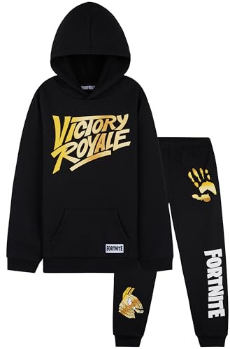 Fortnite Boys Tracksuit Set, Comfy Loungewear Activewear - Gaming Gifts for Boys (7-8 Years, Black/Yellow)