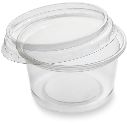 1000 x 4oz (100ml) Clear Round Plastic Food Container Deli Sauce Pots with Lids – Reusable, Recyclable & Freezer Safe – Ideal for Takeaway, Dips, Ketchup, Chutney, Jelly, Desserts & Storage