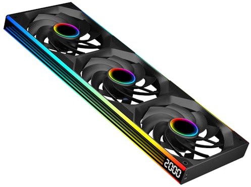 TZMRIT ST-ALL-IN-ONE ARGB PC Fan,Single Frame Fan Unit with Speed Display (3, BK RF, Infinite Mirror)