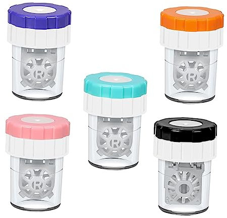 SEWOART 5pcs Manually Rotate Cleaner for Contacts Lenses Kit Portable Lens Cleaning Box for Travel Office
