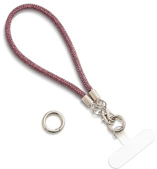 AOKSUNOVA - Cordino per cellulare con glitter, portachiavi, corto, cinghia da polso, viola