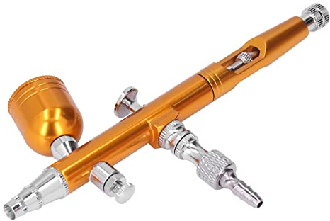 Brass Airbrush für Make -up Nail Art Tattoo Kostümhandwerk - Langlebig und Einfach zu Bedienen, Tragbare Miniaturfarbe Airbrush, Praktisches Accessoires Enthalten (AR180 Gold)