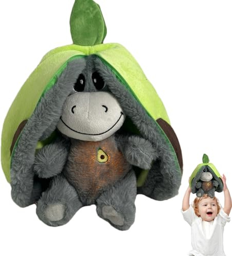 Fukamou Breathing Sleep Buddy,Atmendes Eselspielzeug | Niedliches Tier-Stoffkissen - Beruhigendes -Kuscheltier-Plüschtier, Cartoon-Tierplüschtiere Mit Realistischen Atembewegungslichtern Und Musik Für