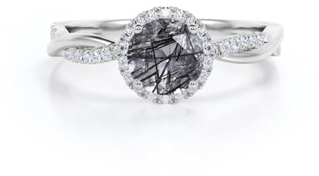 Schwarzer verärgerter Quarz -Verlobungsring für Frauen 10k/ 14k/ 1ct Schwarzer, verärgerter Quarz Ehering Vintage Art Deco Jubiläumsversprechen Ring für sie