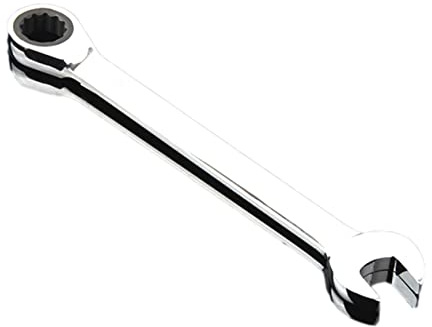 HOMSFOU 17mm Dual Head Ratchet Wrench Spanner, Silver Double Offset Combination Spanner Tool for Mechanical Repairs and Assembly