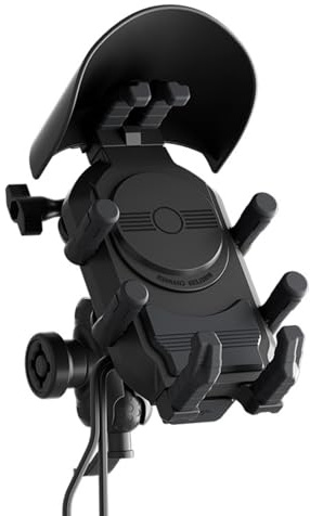 Kabelloses Motorrad-Ladegerät, Handyhalterung, Motorrad-Lenker-Telefonhalterung, Qi-Schnellladung, Griff feste Installation, stoßfestes, wasserdichtes Zubehör mit Stabilisator für