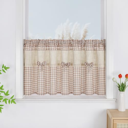 Yujiao Mao Rideau Cuisine - Rideau 60Hx140L, Brise bise occultant,Décoration de Fenêtre Intérieurs pour Salon Placard Fenetre Chambre
