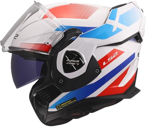 LS2, ADVANT X NOVA Modular Motorcycle Helmet White Blue Red