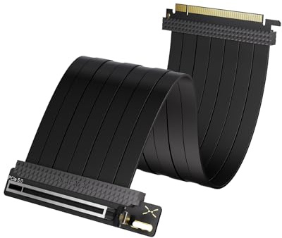 TRYX STRING PCIe 5.0 x16 Riser-Kabel 200 mm – Schwarz | 128 GB/s Bandbreite, vergoldete Kontakte, flexible Sleeve-Ummantelung, stabile Leistung für moderne GPUs