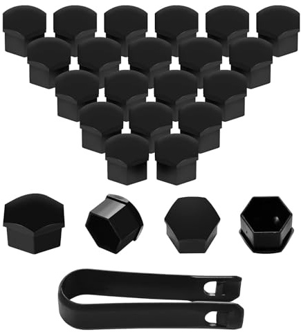 R-timer 20pcs Capuchon D'Écrou de Roue de Voiture pour Renault Megane IV/4/Grandtour (AB Bj.2016), Couvre-Boulon Hexagonal Brillant Protection de Jante en Plastique ABS,17mmBlack