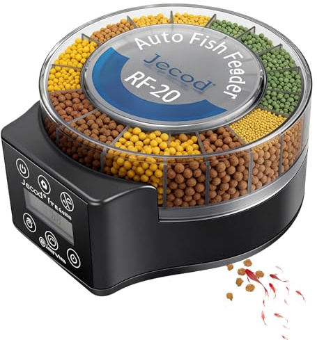 Automatisk Fiskmatningsautomat För Akvarium, Automatisk Fiskmatningsautomat Med Timer 140ML, 6 Lägen, Automatisk Fiskmatningsautomat För Akvarium Med Kabel