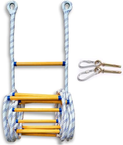 Brandräddningsstege brandstege självräddningsstege utomhus bergsklättring räddningsstege nylon harts stege, repstege, 3 meter brandstege för barn och vuxna, 2-6 semergenc
