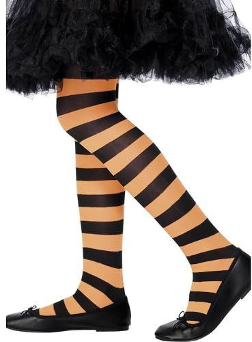 Smiffys Strumpfhose, Orange und Schwarz, Gestreift, Alter 6-12 Halloween