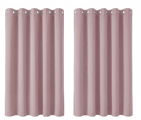 Deconovo Window Treatment Super Soft Thermal Insulated Eyelet Blackout Curtains Curtains for Bedroom 66 x 54 Inch Pink Lavender 2 Panels