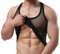 Camiseta de tirantes para hombre, camiseta de rejilla sin mangas, camiseta de luchador Negro XXXL