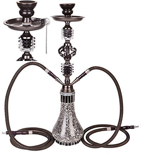NOVESTE Shisha 55 cm 2 Manguera Hookah Cachimba Narguile Agua Tubo Vidrio Fumar (Negro)