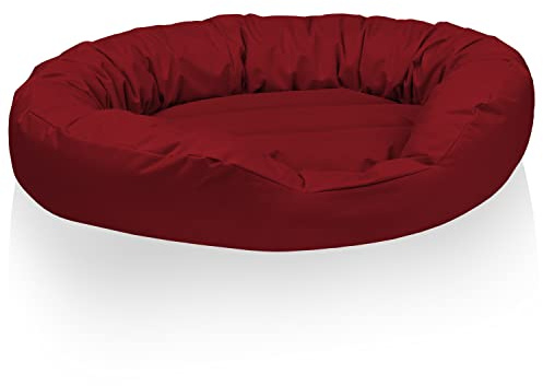 BedDog® Hundebett Sunny, großes Hundekörbchen aus Cordura, waschbares Hundebett mit Rand, Hundekissen oval-rund, für drinnen und draußen, XXXL, RED-Wine, rot