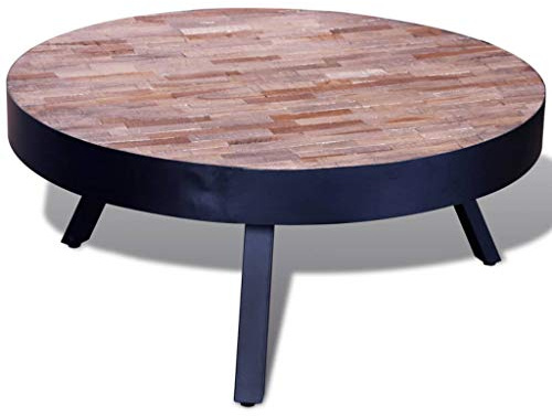 vidaXL Couchtisch, rund, aus recyceltem Teakholz