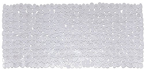 Bathsafe Extra Long Non Slip Pebbles Bath Mats Anti Bacterial Shower Mat Anti Slip Suction Cups Bathtub Mats,Machine Washable Tub Mats,88x40CM,Clear