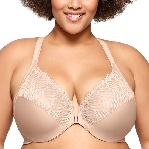 Glamorise Women's Plus Size Front-Close T-Back Wonderwire Underwire #1246