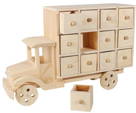 Calendrier de l'Avent Camion Bois 28,5x19x9,5cm