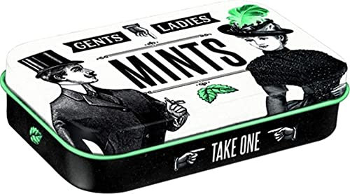 Nostalgic-Art 82114 Achtung - Ladies und Gentlemen Mints | Pillen-Dose XL | Bonbon-Box | Metall | mit Pfefferminz-Dragees