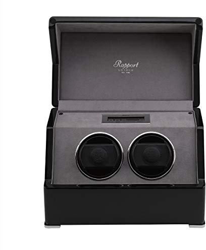 Rapport Perpetua III Duo Watch Winder – Caricatore automatico doppio per orologi, scatola espositiva con rotazione, rotore per orologi con touchscreen LCD, legno laccato lucido