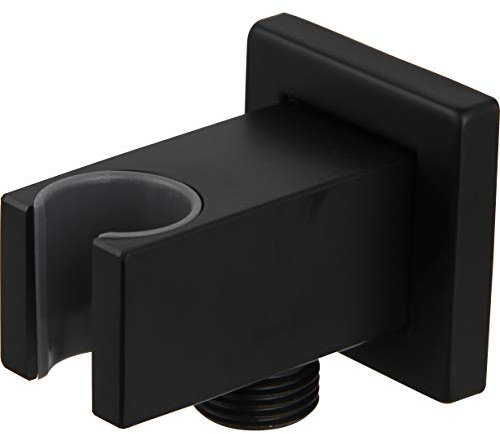 Kelica 558625 Support de douche mural en laiton massif avec prise de douche coudée d'alimentation en eau, noir mat