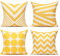 All Smiles Dekorative Kissenbezüge für den Außenbereich, Heimdekoration, quadratisch, 50 x 50 cm, 4 Stück für Couch, Sofa, geometrisch, Gelb und Zitronenfarbe