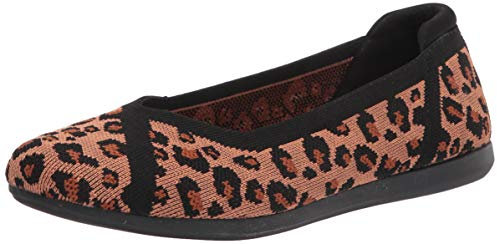 Clarks Women's Carly Wish Ballet Flat, Dark Tan/Black Interest Knit, 4.5 UK