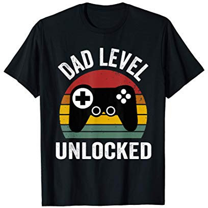 Mens Funny New Dad Shirt Dad Level Unlocked Gaming T-Shirt