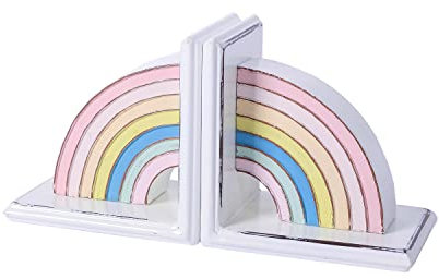 NIKKY HOME Buchstützen aus Metall, Regenbogen-Design, rutschfest, niedlich, Buchstopper, für Mädchen, Zuhause, Kinderzimmer, Klassenzimmer, Kindergarten, Dekoration