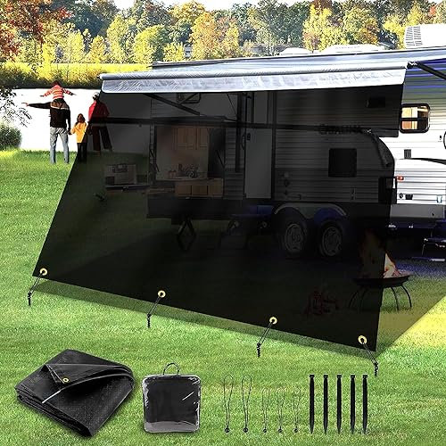 Wohnmobil-Markisen-Schattenschutz mit Reißverschluss, 2,7 x 5,6 m, Wohnmobil-Markisenstoff, Ersatz-Komplett-Sets für Anhänger, Wohnmobile, 230 g/m², 232 g, 600D strapazierfähiges Netz, blockiert 88 %