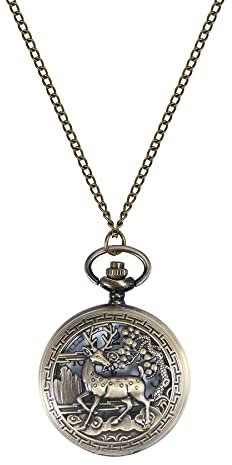 Silverora Vintage Taschenuhr für Herren Damen Arabische Ziffern Quarz Taschenuhr Anhänger Pocket Watch REH mit Kette Weißes Ziffernblatt für Weihnachten