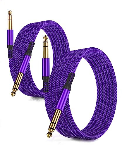 RUXELY 6,35mm TRS Gitarrenkabel 3M 2Stück,1/4 Stecker Stereo Instrumentenkabel,6.3 Klinke Guitar Cable,Symmetrische Audio kabel für E-Gitarre,Bässe,Tastaturen,Mixer,Verstärker,Lautsprecher