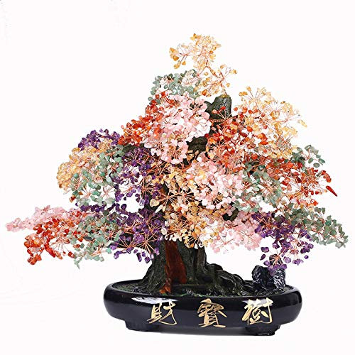 Edelsteinbaum Natürliche mehrfarbige Kristallbaum Glück Baum Dekoration Feng Shui Gem Fortune Baum Wohnzimmer Eingang Haus Umzug Öffnen Geschenk Kristallbaumschmuck