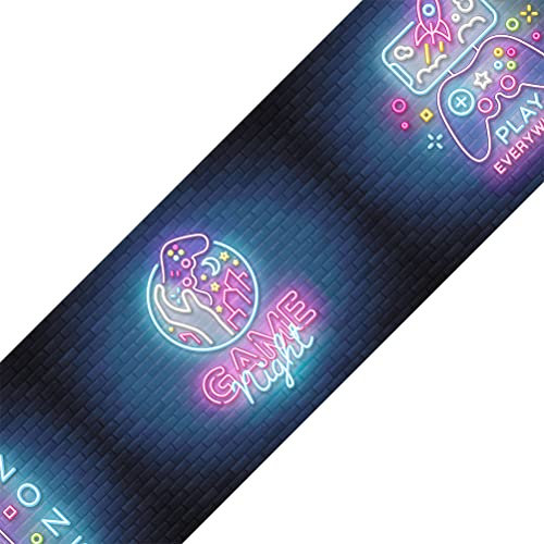 SuperDuperDecor - Video Gamer Neon Style - Bedroom Wall Border - Eco Friendly 1.3m Self Adhesive Strips - Without Name x2