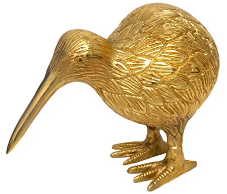 Brillibrum Design Kiwi Tier Deko Figur Vogel Australien Tierfigur Nationalsymbol von Neuseeland Glücksbringer Animal Kiwi Deko Skulptur, Größen Name: 9x9x12cm (HxBxT), Material: Gold