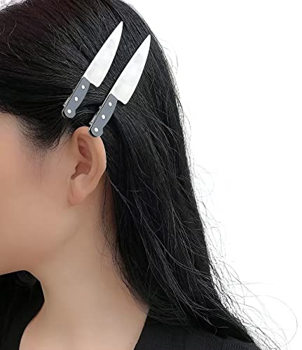 DZYUZK - 2 Pack - Knife Hair Clip Women's Fashion Punk Hair Accessories Girls Cosplay Party Hair Accessories Punk Hair Clips Black Hair Clips Knife Hair Clip