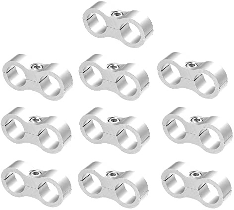 X AUTOHAUX 10pcs Car AN6 14mm Hose Separator Clamp Aluminum Alloy | Oil Line Brake Line Bracket Fuel Line Mounting Divider, Silver Tone