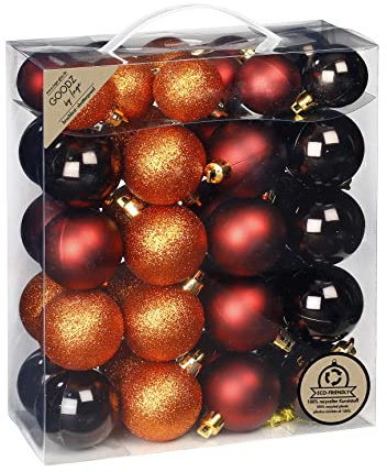 Weihnachtskugeln Kunststoff 4cm - 5cm 44er Set Christbaumkugeln (Flame Mix)