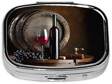 Red Wine Bottle Glass Square Pill Box, Pill Dispenser Box Cod Liver Oil Box Vitamin Pill Box Patient Pill Box