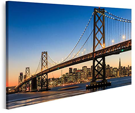 islandburner Leinwandbild San Francisco Skyline Bay Bridge Sonnenuntergang Kalifornien Verwenden Gemälde Drucke für Wohnzimmer Büro