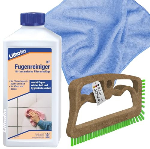 1x Lithofin KF Fugenreiniger 500ml, 1x Fugenial Fuginator, inklusive kör4u Mikrofasertuch