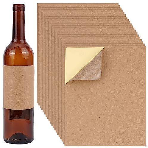 PH PandaHall 80pz Etichette Adesive per Bottiglie di Vino Etichette Adesive Personalizzate per Vino, 12.4x10cm Etichette Adesive Vuote Marroni per Matrimonio
